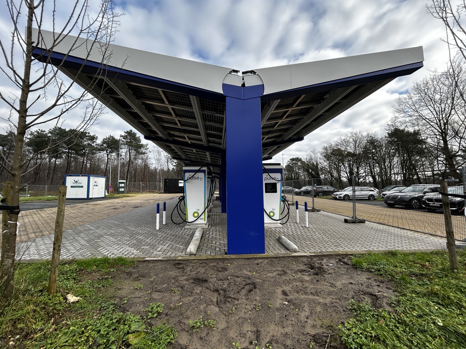 EV charging canopy front view
