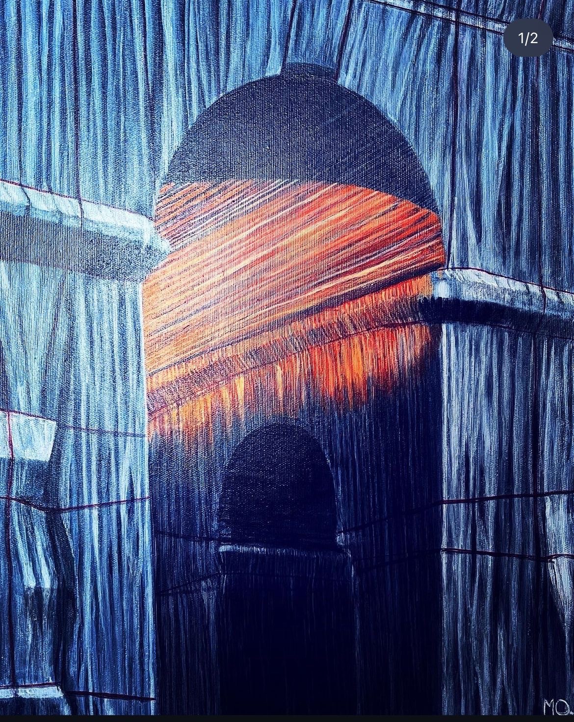 Blue architecture painting