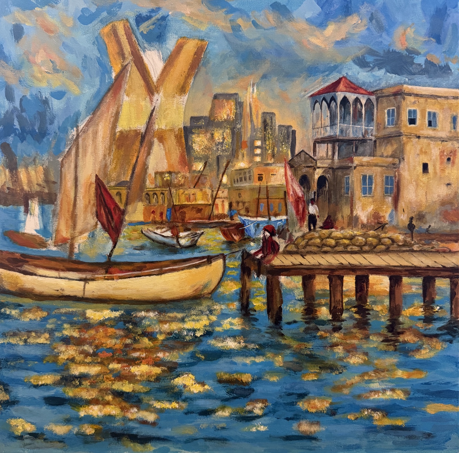 Harbour memory painting