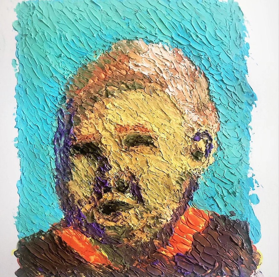 Blue portrait painting by Mohamad Kabbara